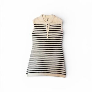 Women's white dress with black stripes